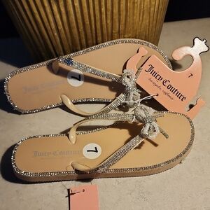 LOW START Juicy Couture Spoiled Brat Rhinestone,  Flip Flop Sandles, Nude NTW